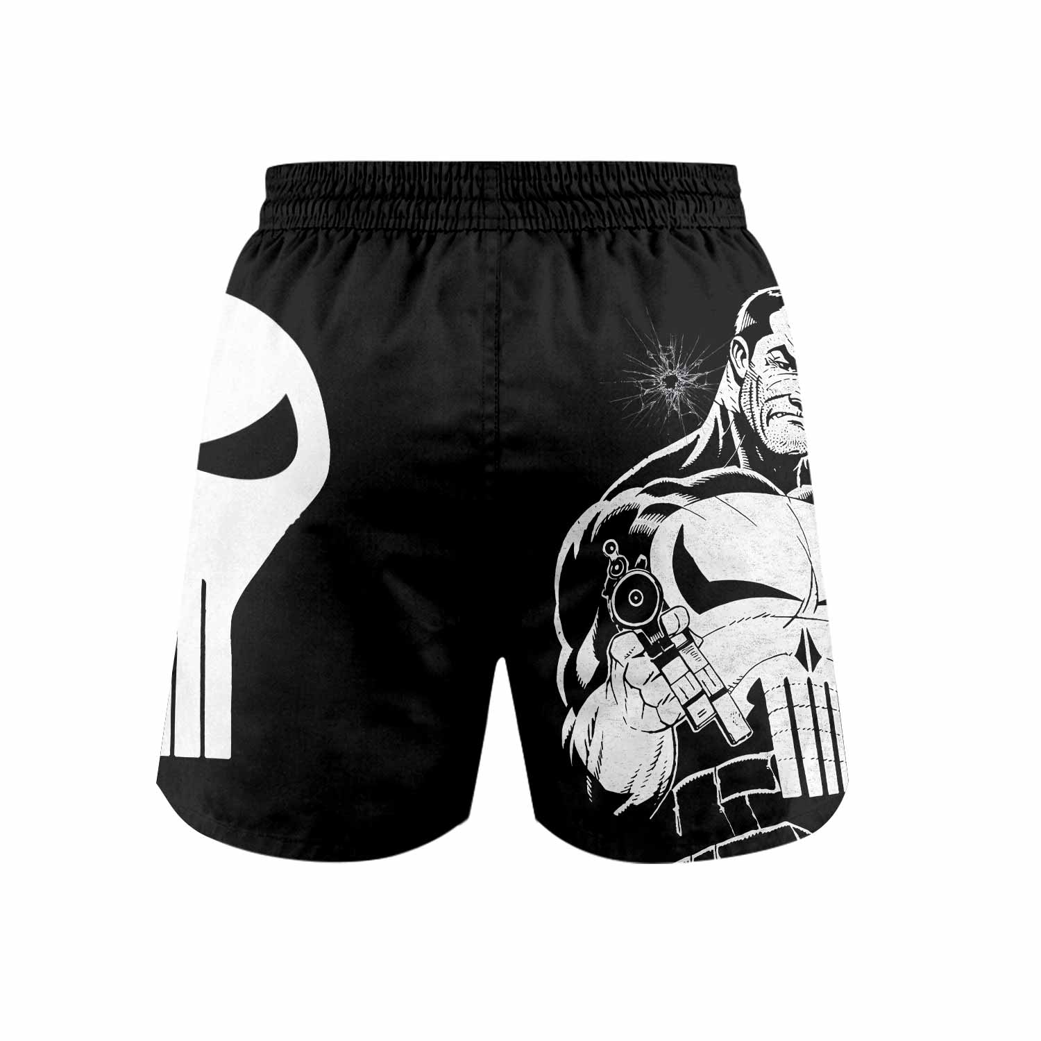 The Punisher Comic Frank Castle Grappling Shorts - back view mockup