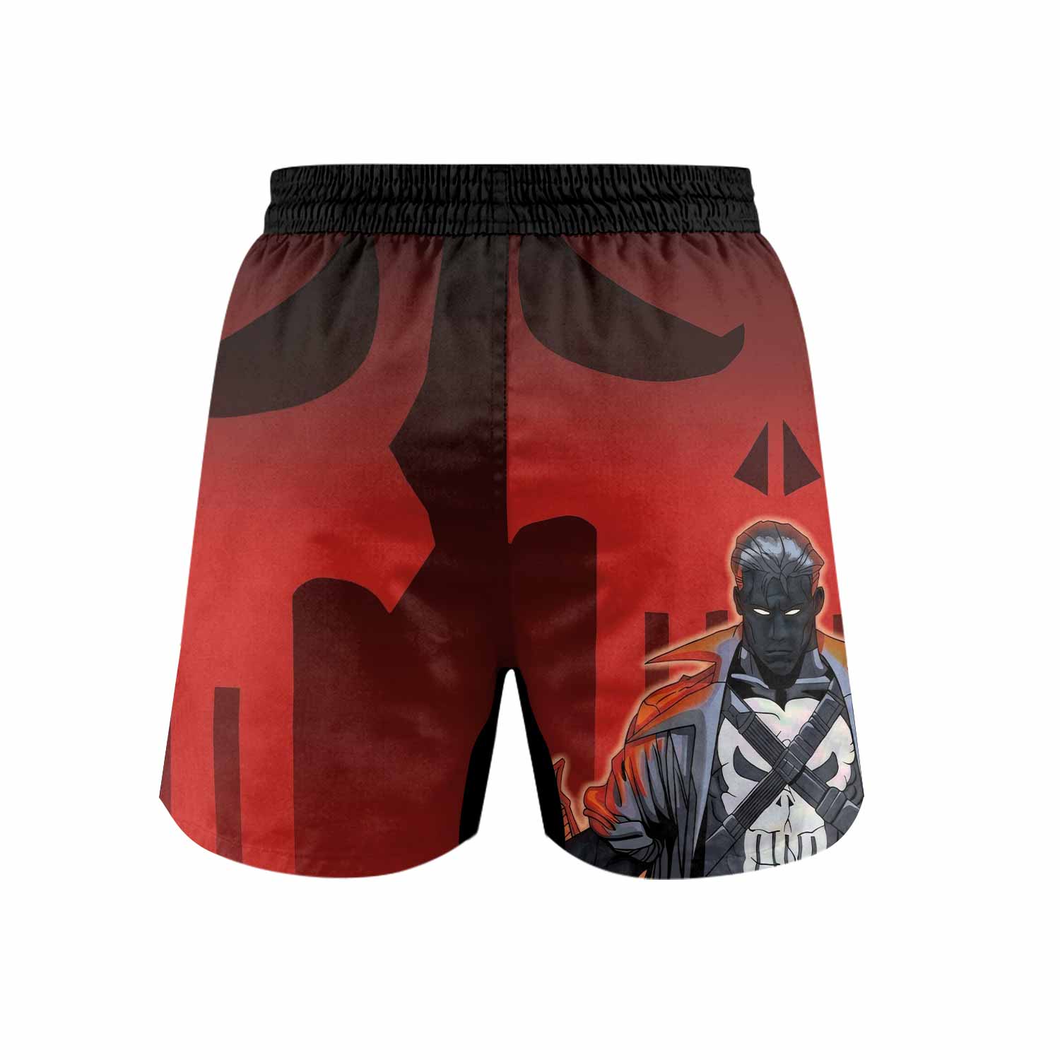 The Punisher Red Frank Castle Grappling Shorts - back view mockup