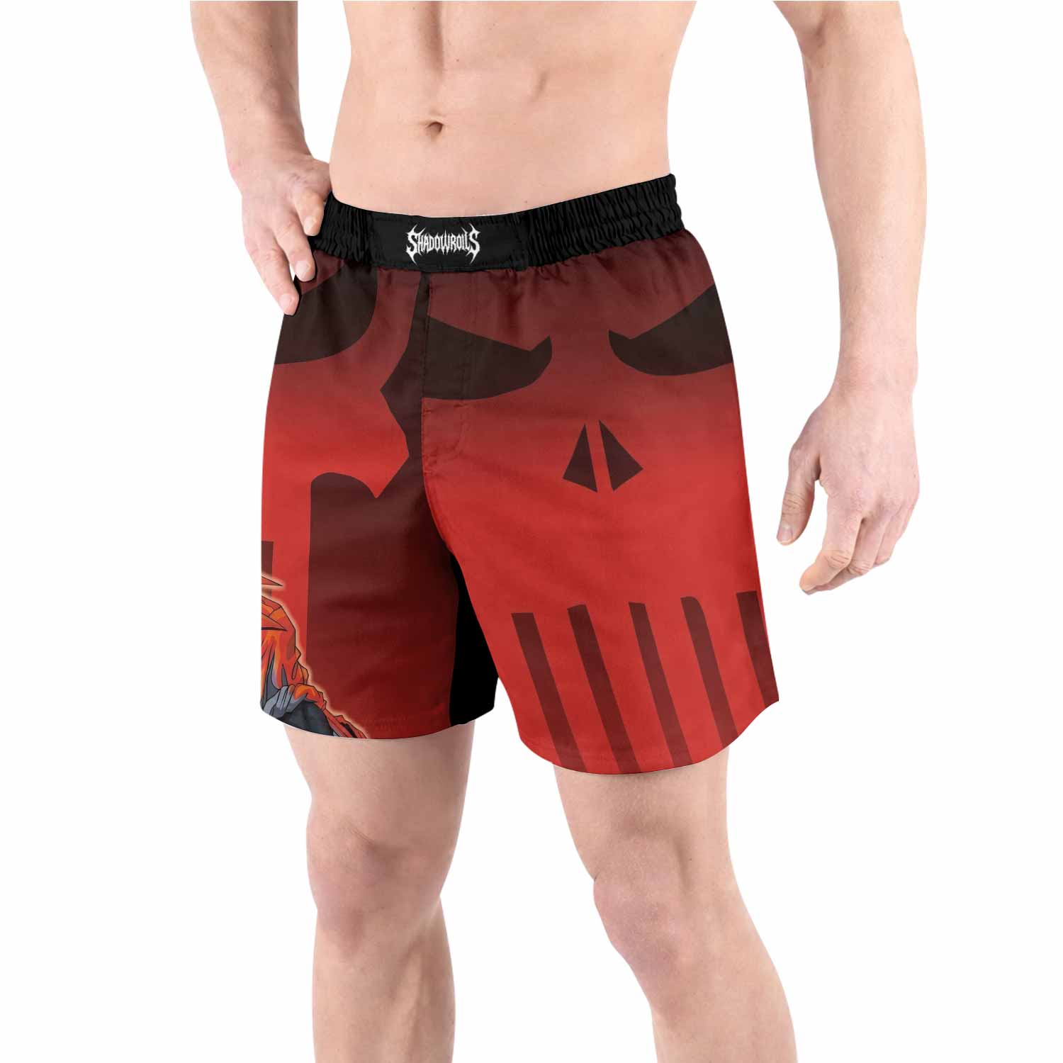 The Punisher Red Frank Castle Grappling Shorts - front view lifestyle