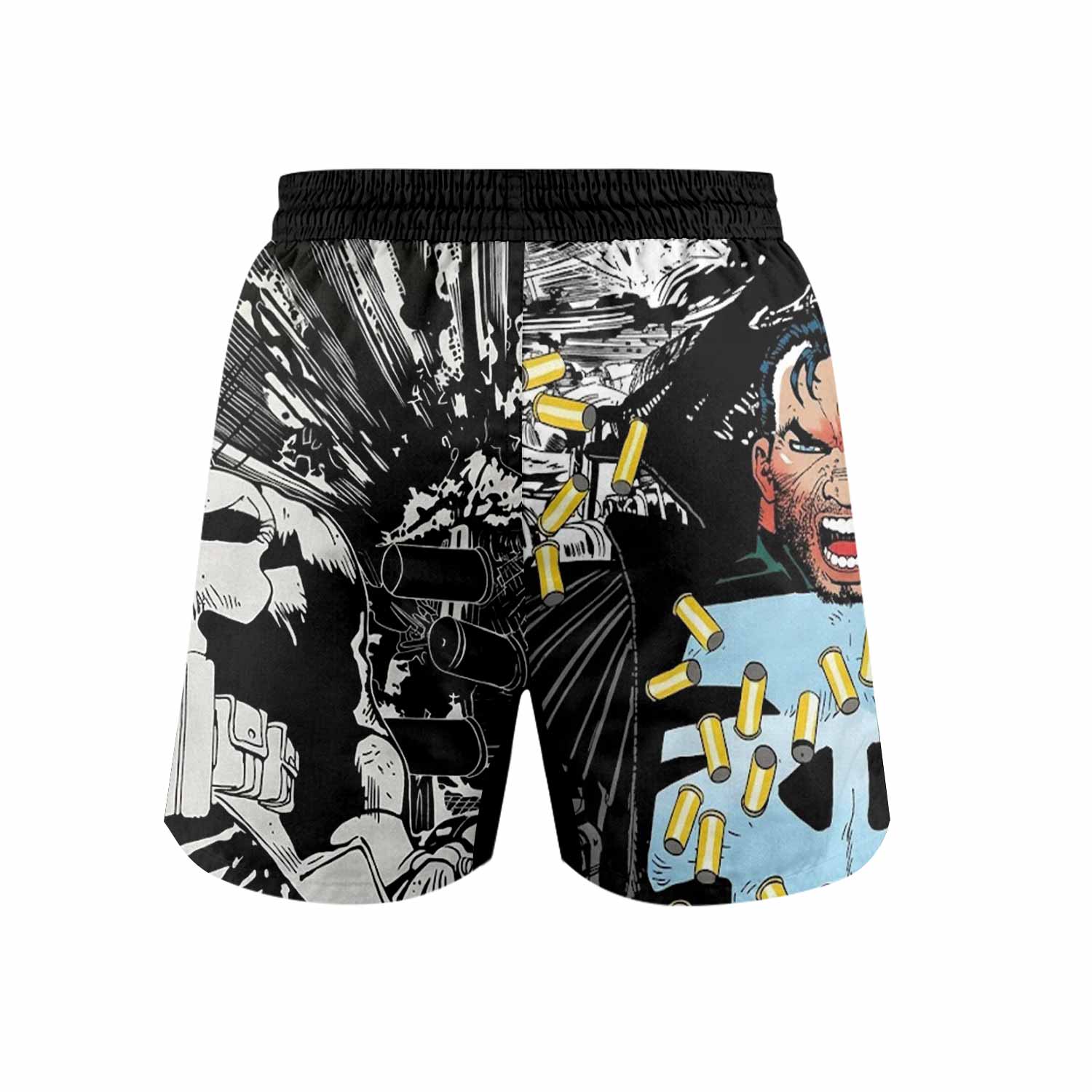 Punisher Bullet Storm Frank Castle Grappling Shorts - back view mockup