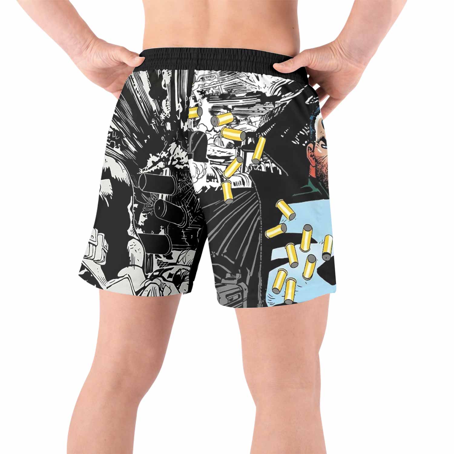 Punisher Bullet Storm Frank Castle Grappling Shorts - back view lifestyle