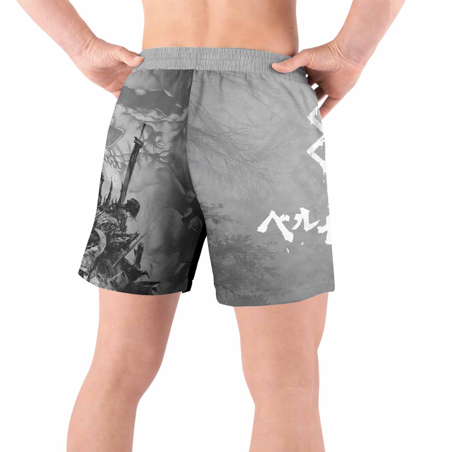 Berserk Guts Sorrow Grappling Shorts - back view lifestyle