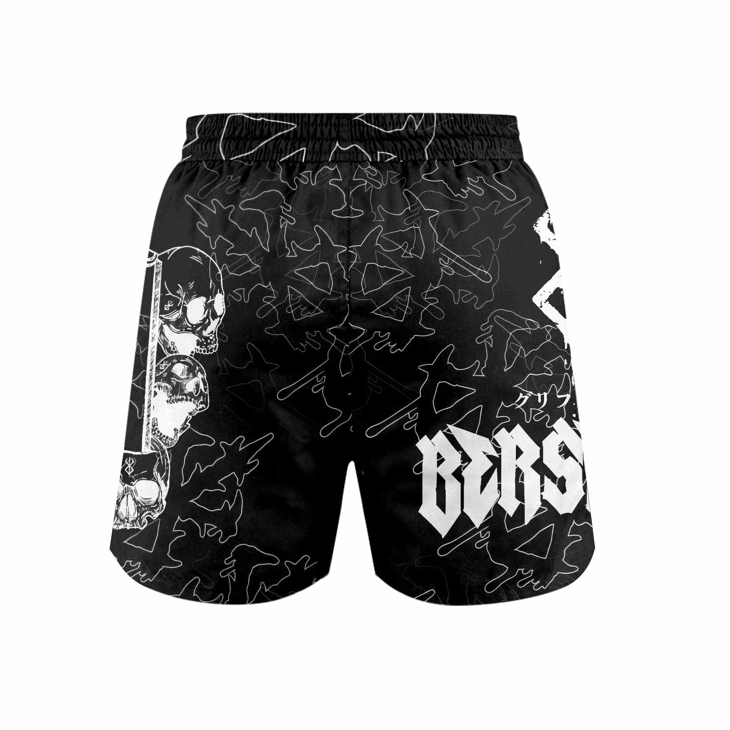 Berserk Dragon Slayer Skull Grappling Shorts - back view mockup
