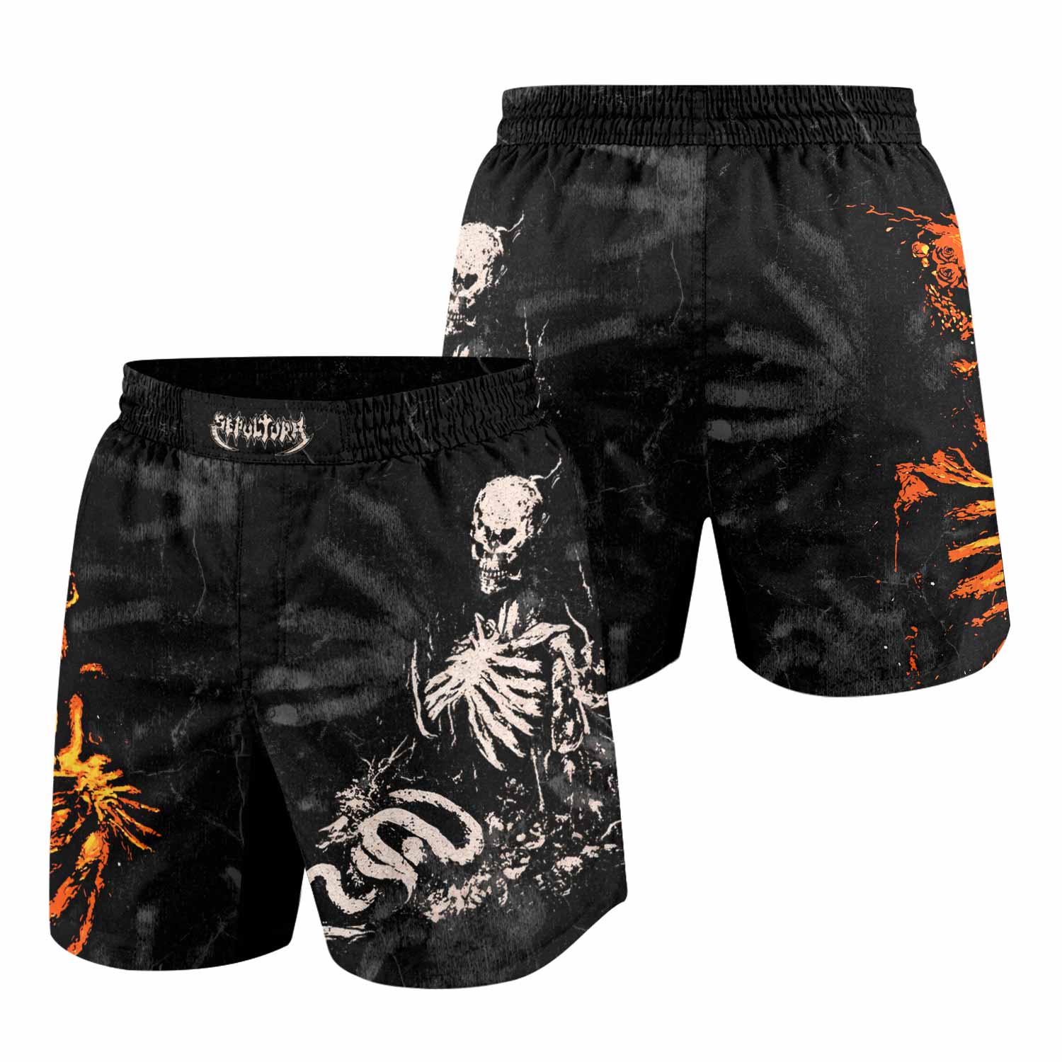 Sepultura Beneath the Remains Grappling Shorts - front and back view