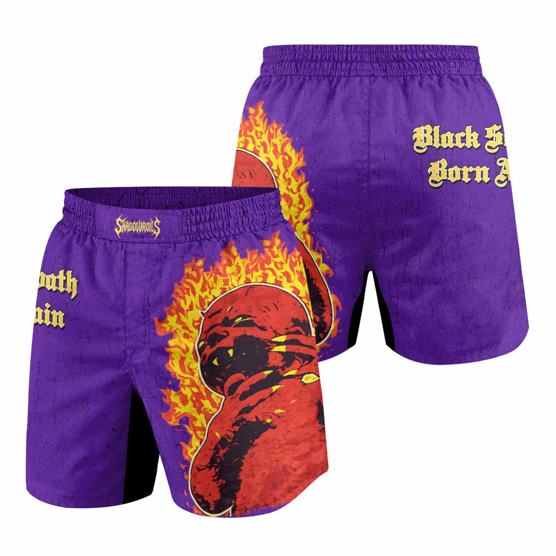 Born Again Black Sabbath Grappling Shorts - front and back view
