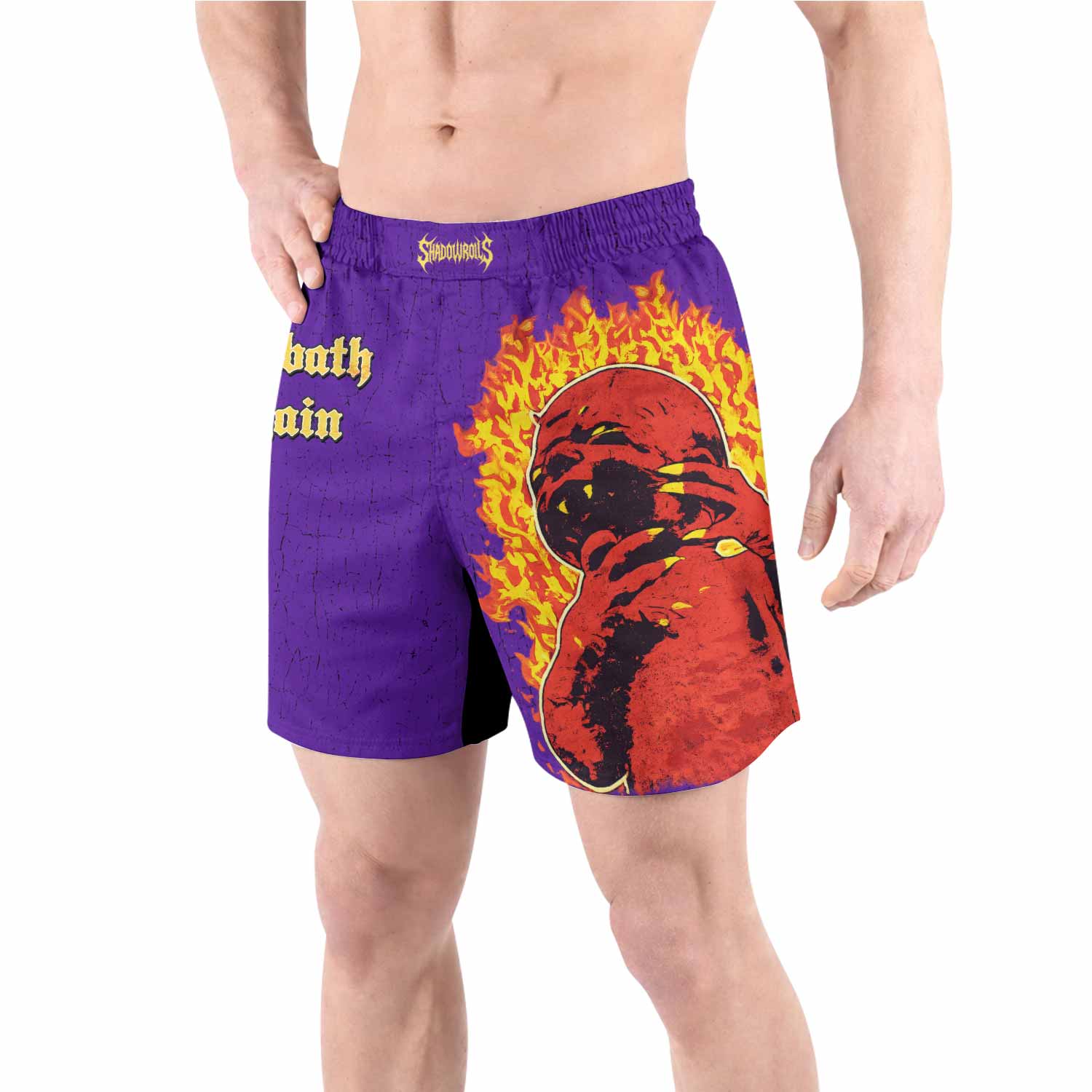 Born Again Black Sabbath Grappling Shorts - front view lifestyle