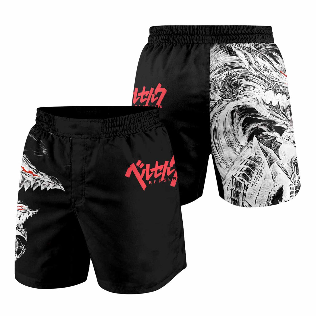 Berserk Guts Berserker Armor Grappling Shorts - front and back view