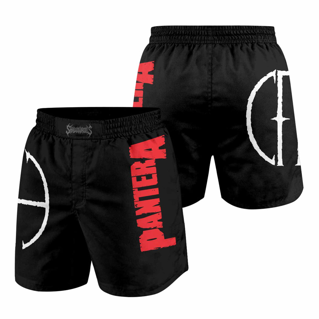 Pantera Cowboys From Hell Logo Grappling Shorts - front and back view