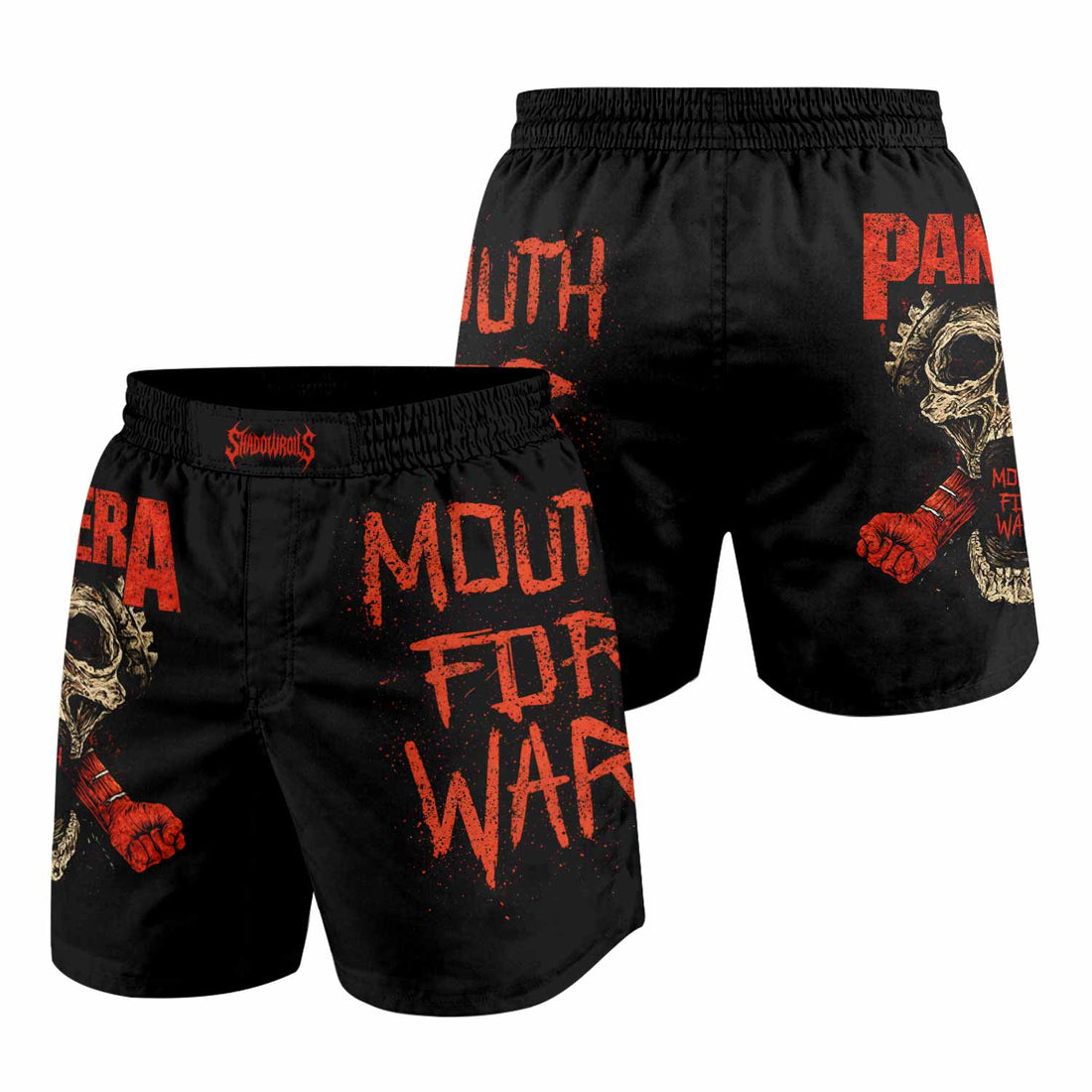 Pantera Mouth for War Grappling Shorts - front and back view