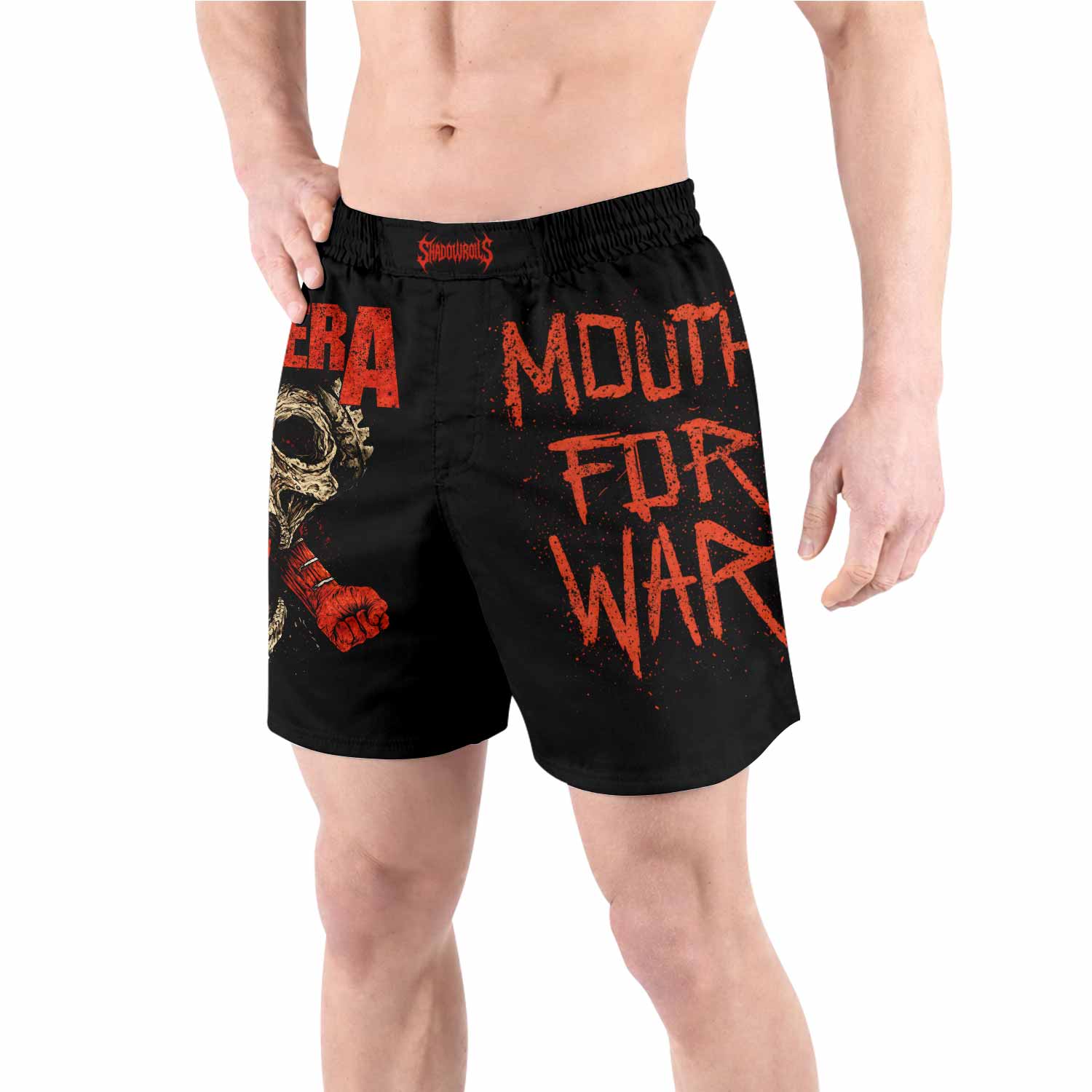 Pantera Mouth for War Grappling Shorts - front view lifestyle