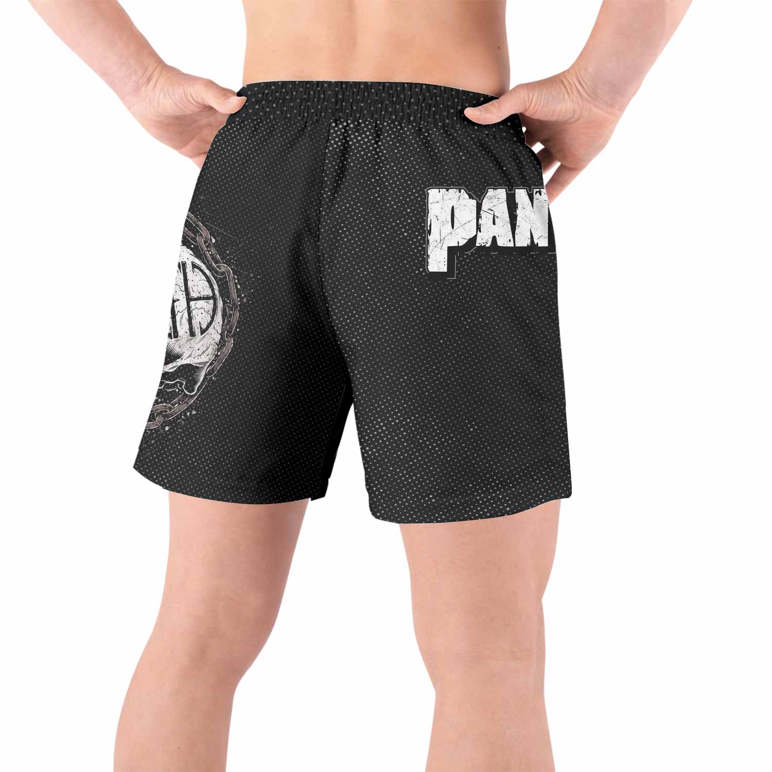 Pantera Walk Skull Grappling Shorts - back view lifestyle
