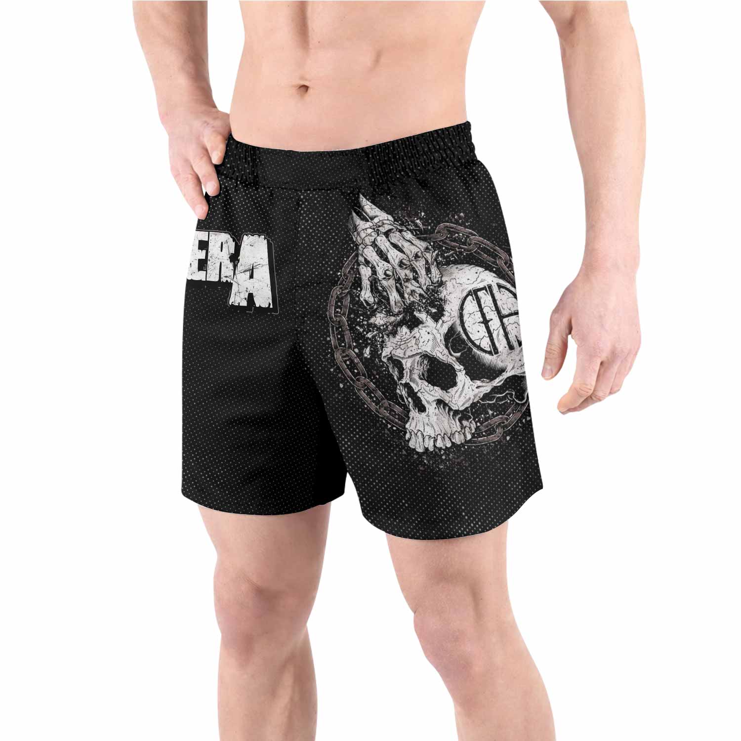 Pantera Walk Skull Grappling Shorts - front view lifestyle