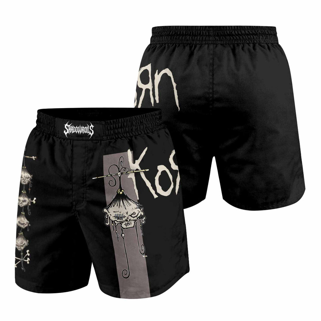 Korn Gothic Spine Grappling Shorts - front and back view