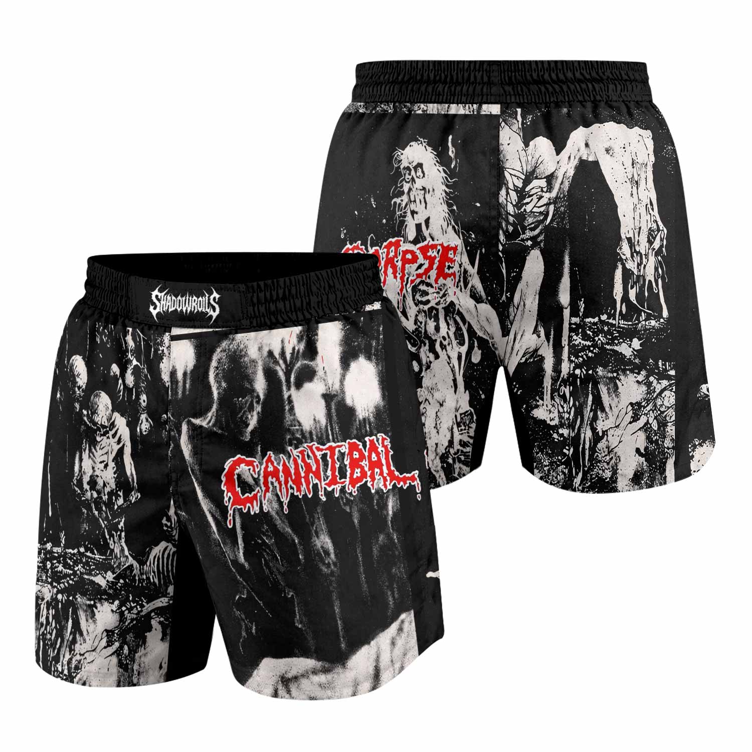 Cannibal Corpse Horror Grappling Shorts - front and back view