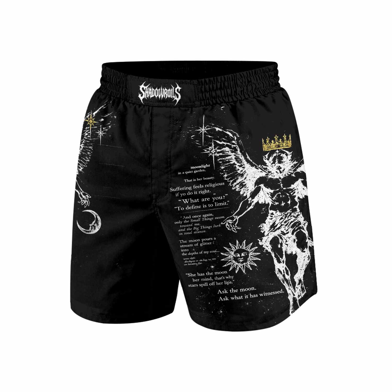The Messenger Has Arrived Black Grappling Shorts - back view mockup