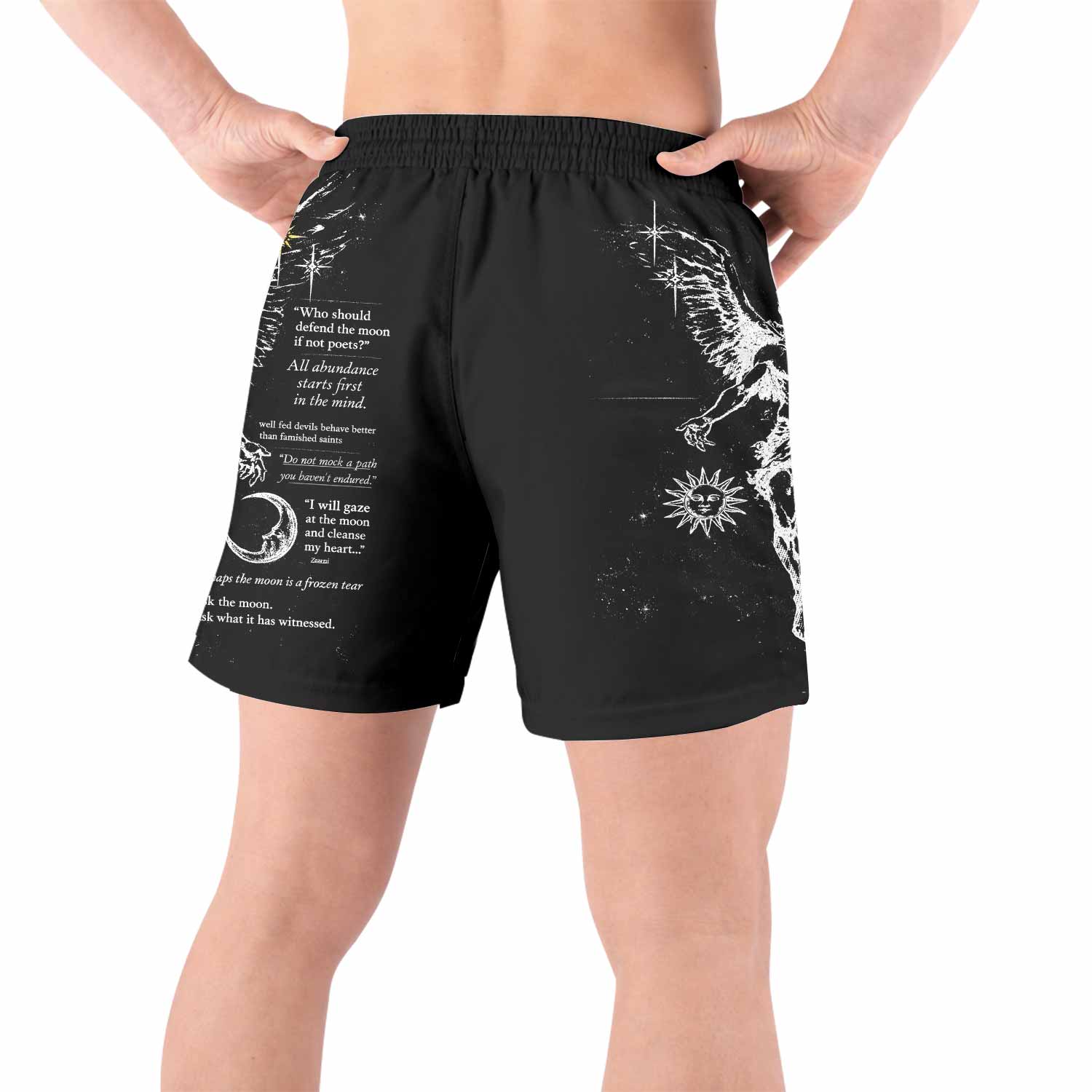 The Messenger Has Arrived Black Grappling Shorts - back view lifestyle