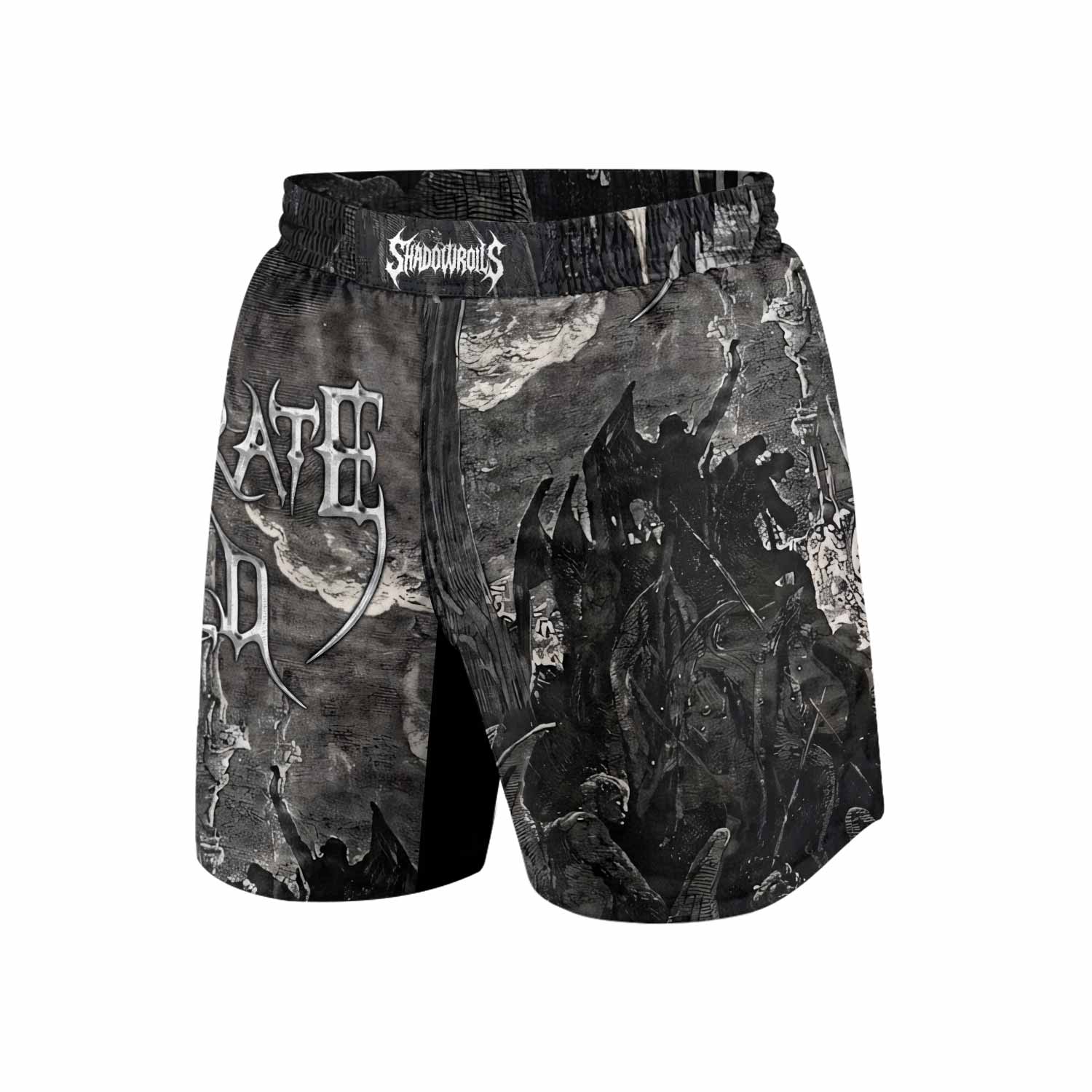 Corporate World Paradise Lost Grappling Shorts - front view mockup