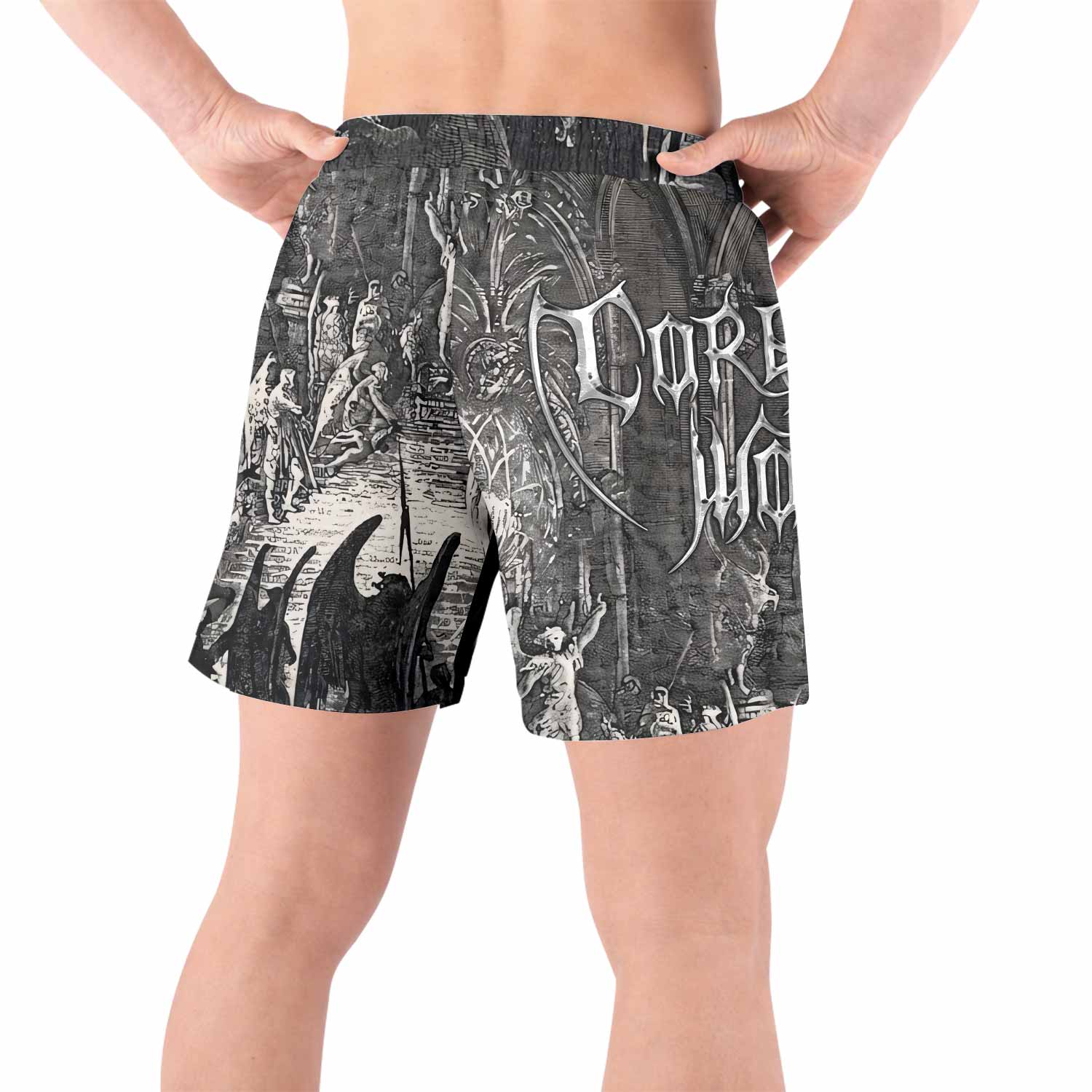 Corporate World Paradise Lost Grappling Shorts - back view lifestyle