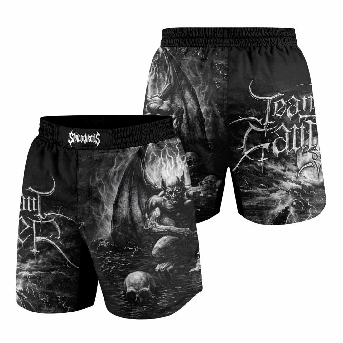 Jean Paul Gaultier Satan Grappling Shorts - front and back view