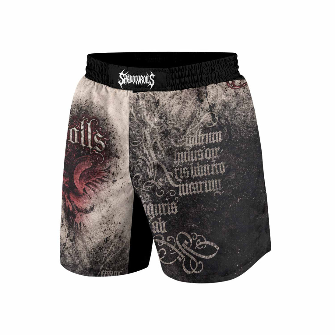 Grunge Smoke Gothic Grappling Shorts - front and back view