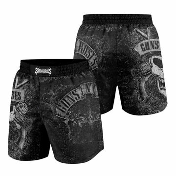 Guns N' Roses Skull Grappling Shorts - front and back view