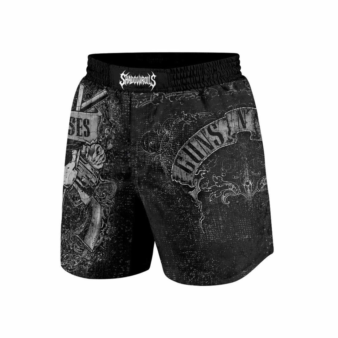 Guns N' Roses Skull Grappling Shorts - front and back view