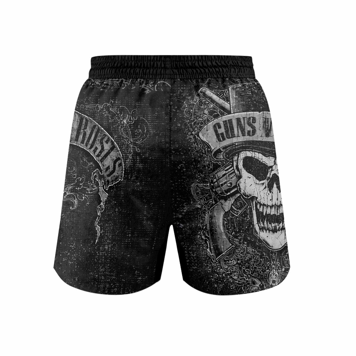 Guns N' Roses Skull Grappling Shorts - back view mockup