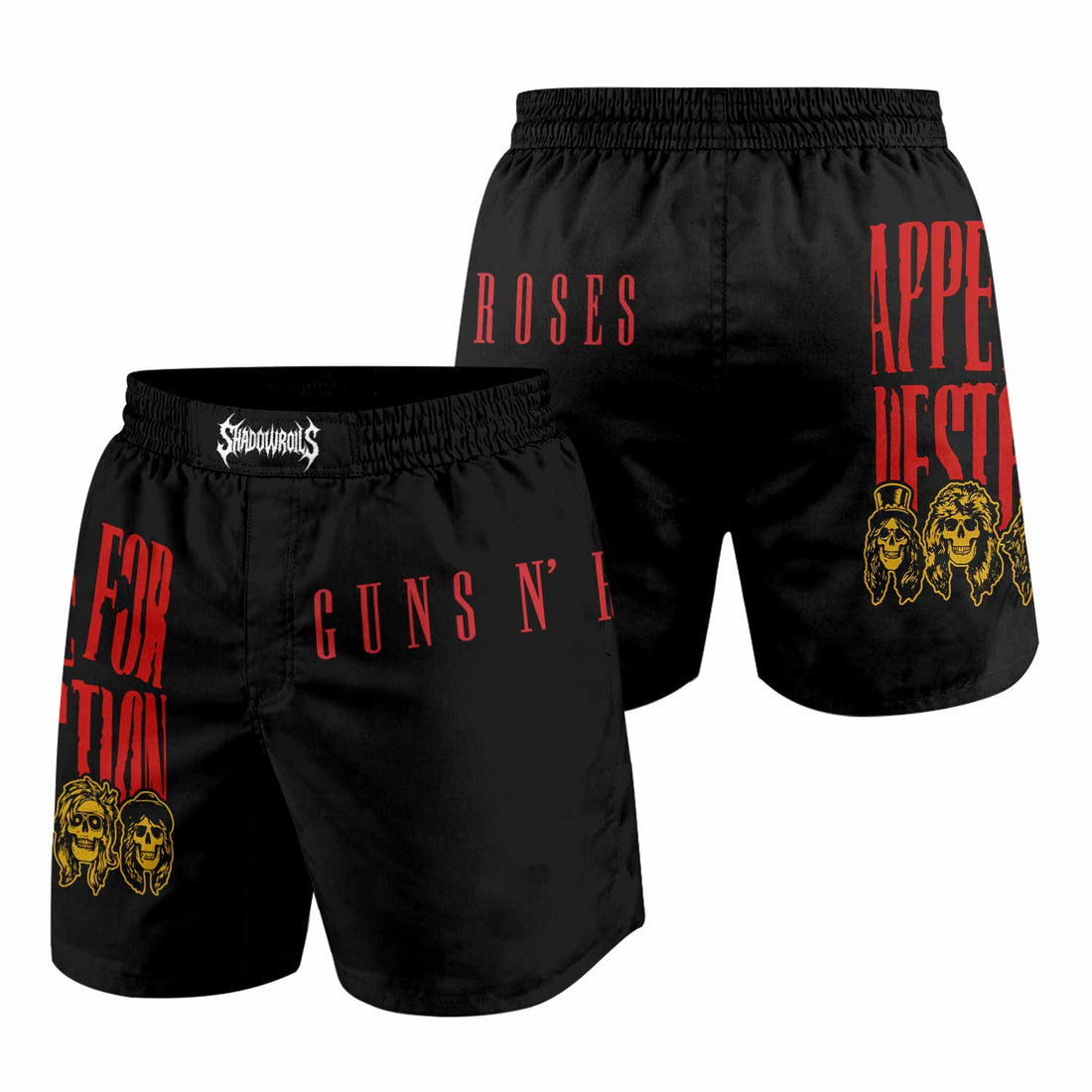 Guns N' Roses Appetite for Destruction Grappling Shorts - front and back view