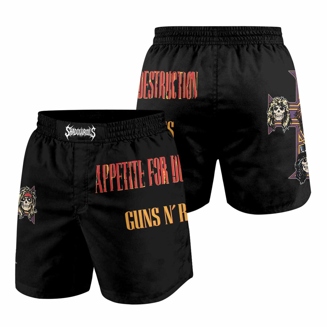 Appetite for Destruction Guns N' Roses Grappling Shorts - front and back view