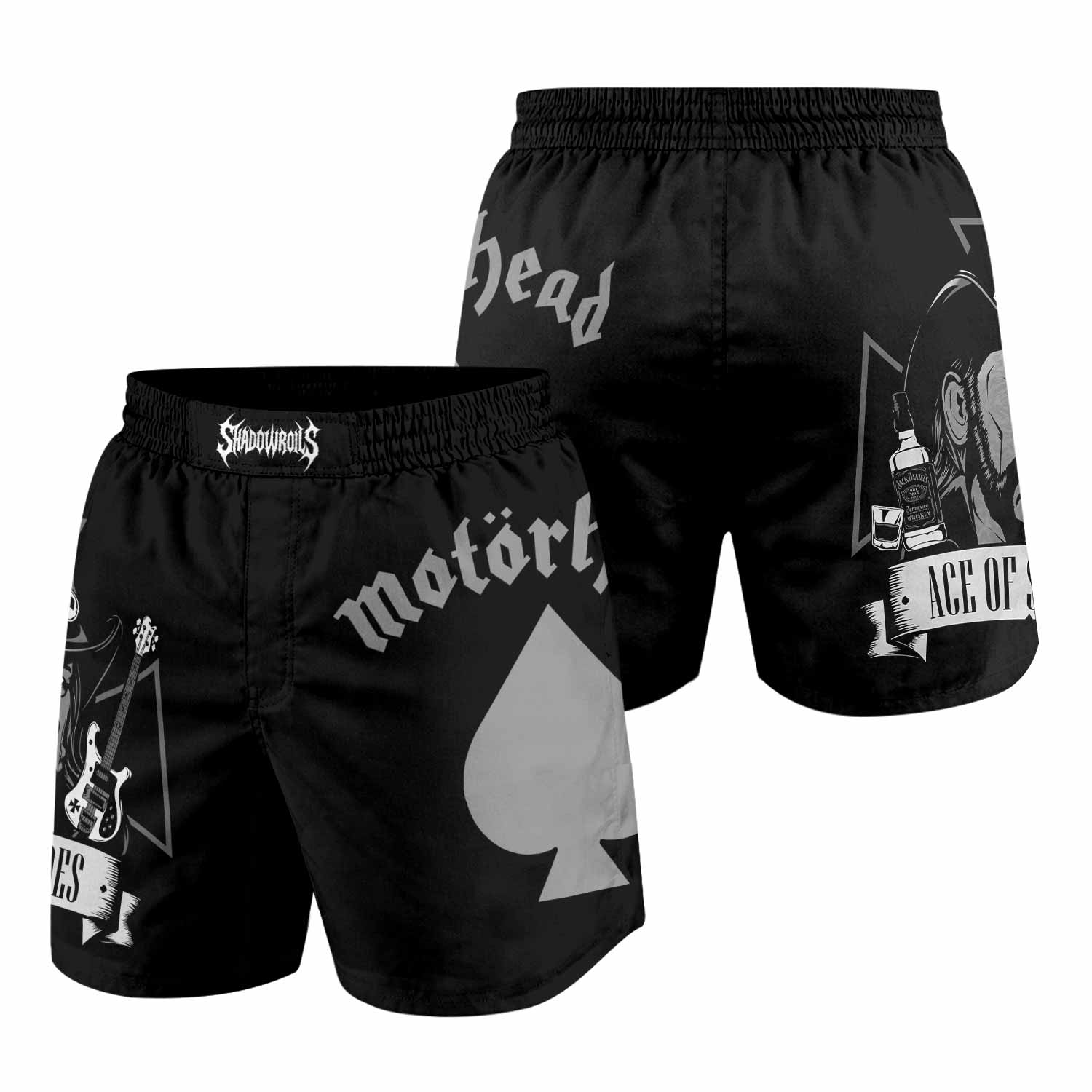 Motörhead Ace of Spades Grappling Shorts - front and back view