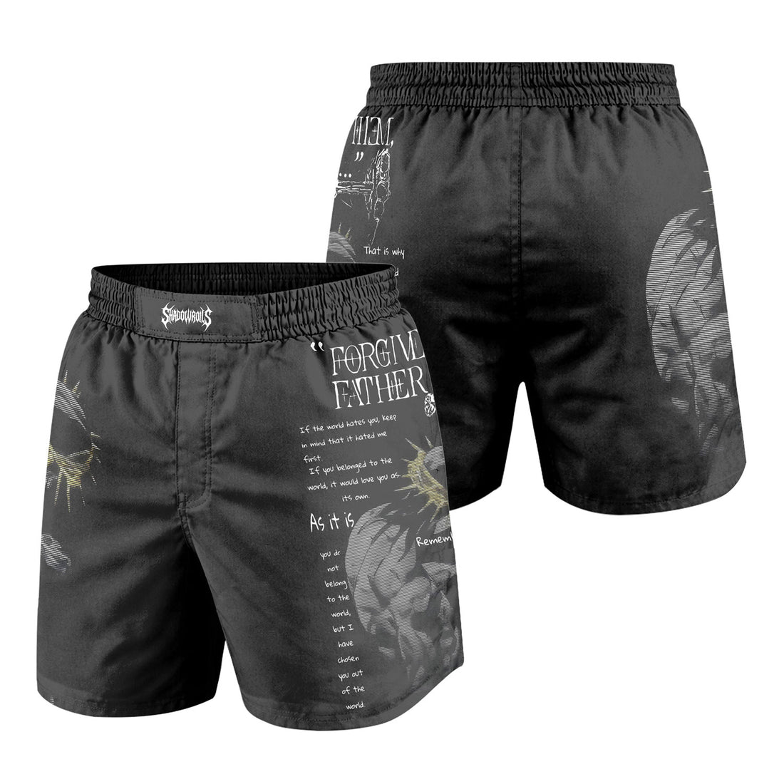 Crown of Vengeance Grappling Shorts - front and back view
