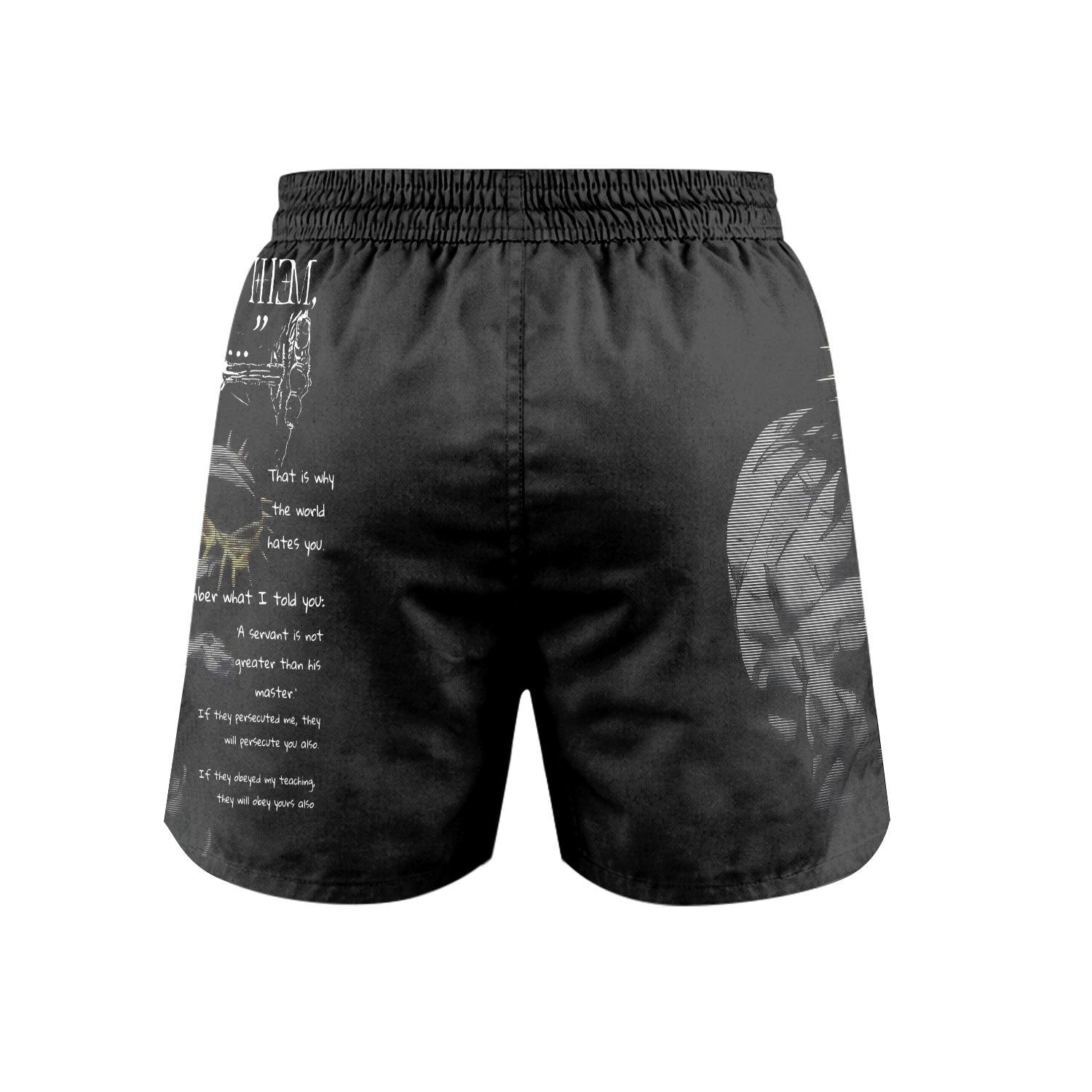 Crown of Vengeance Grappling Shorts - back view mockup