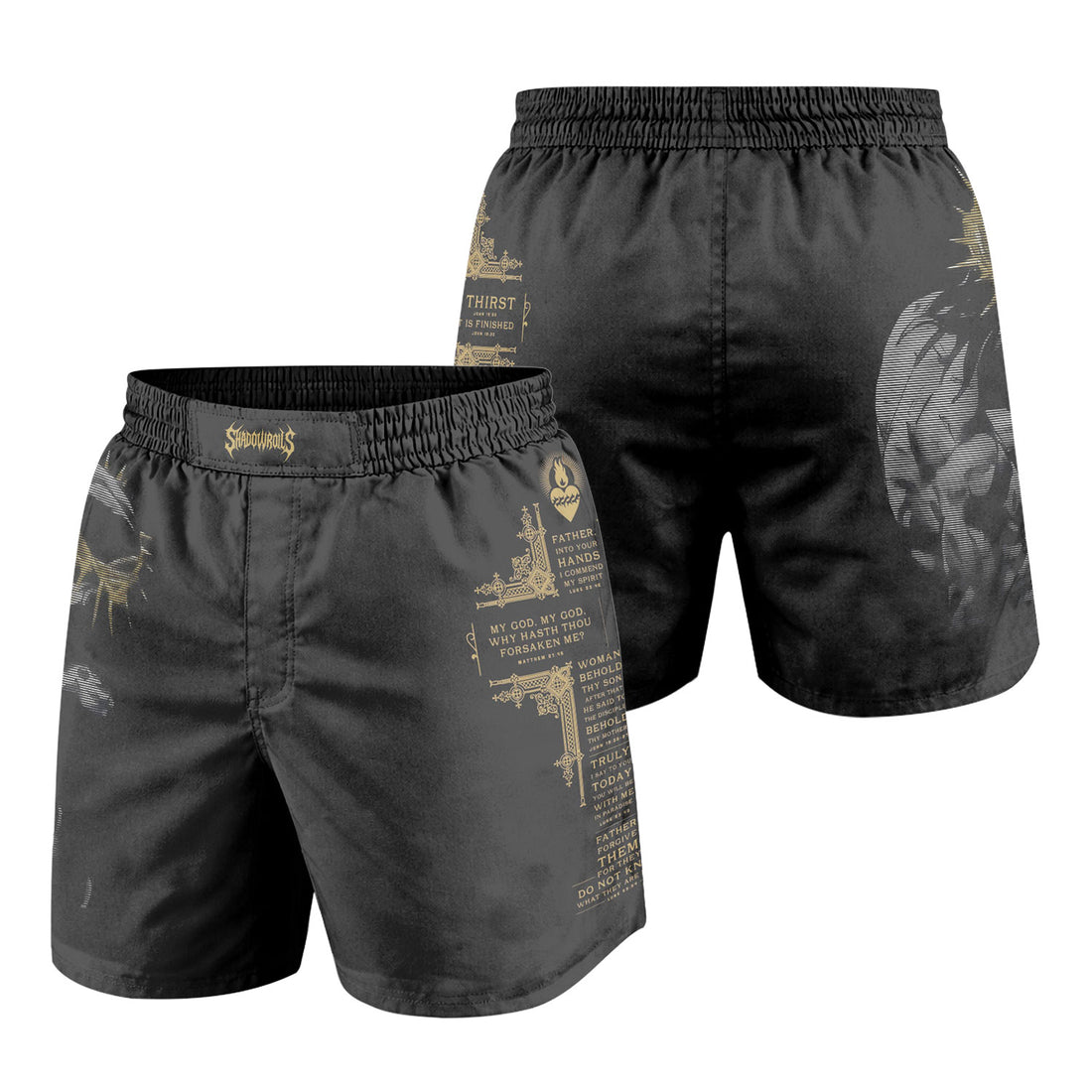 Crown of Thorns Grappling Shorts - front and back view