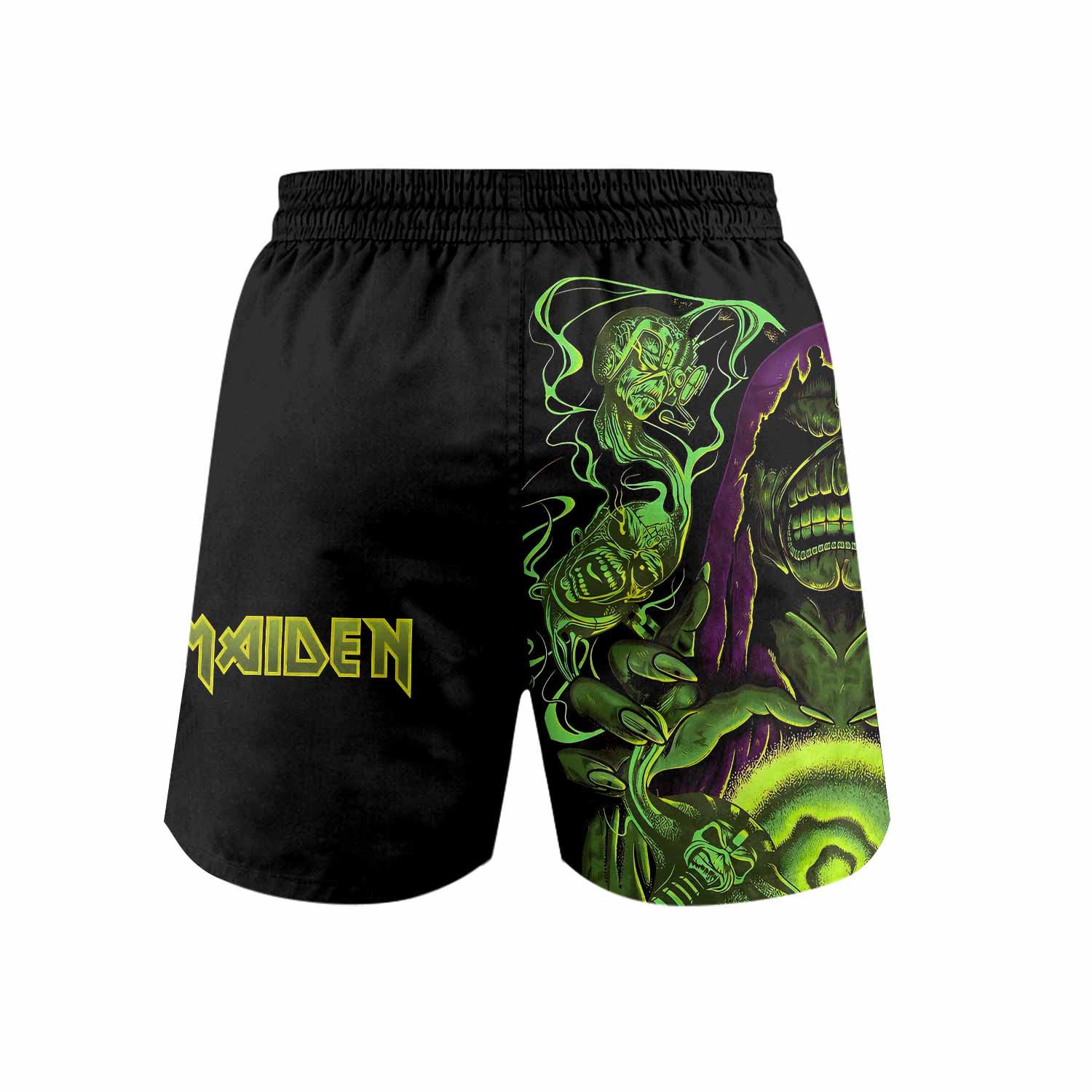 Iron Maiden Run For Your Lives Grappling Shorts - back view mockup