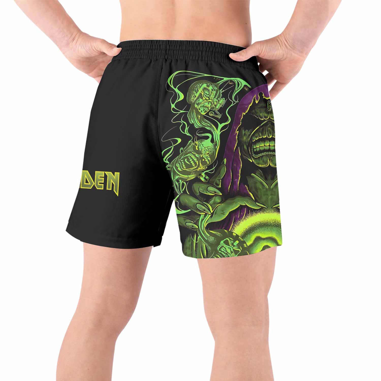 Iron Maiden Run For Your Lives Grappling Shorts - back view lifestyle