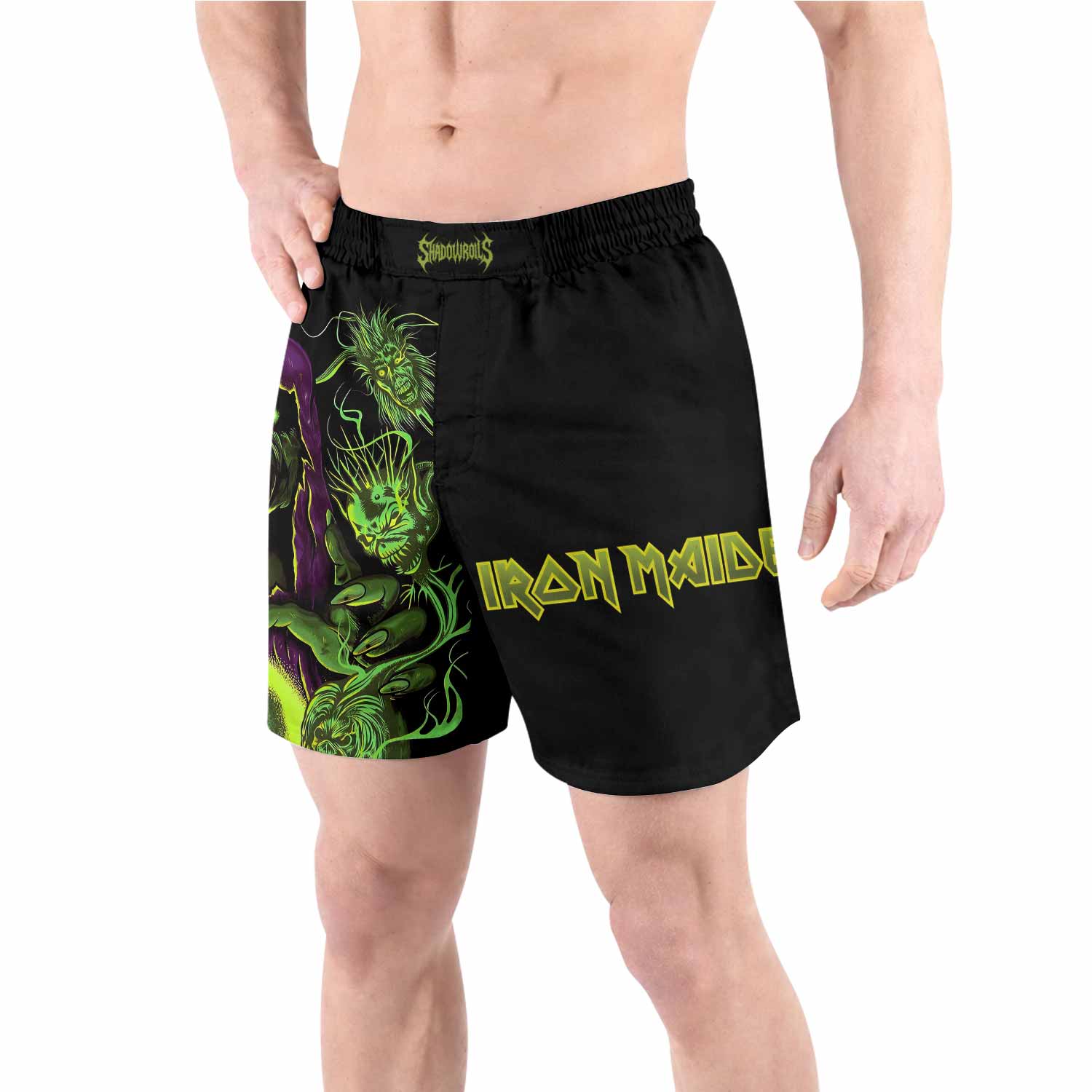 Iron Maiden Run For Your Lives Grappling Shorts - front view lifestyle