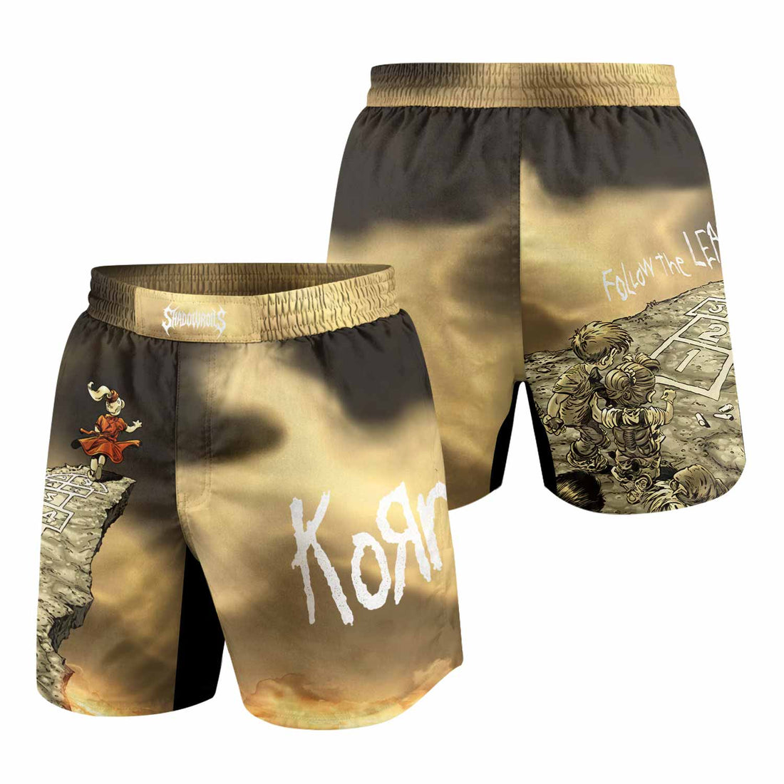 Korn Follow the Leader Grappling Shorts - front and back view