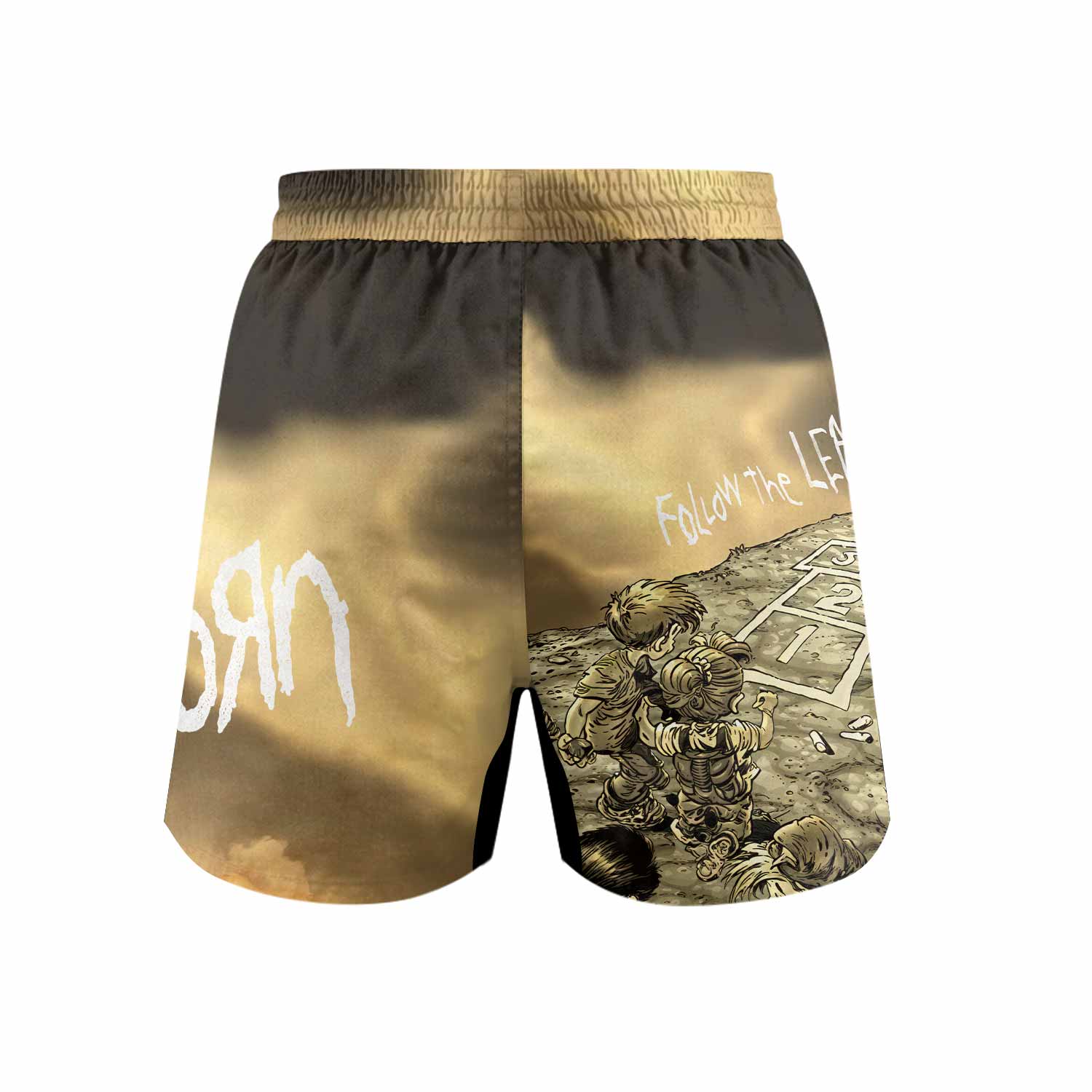 Korn Follow the Leader Grappling Shorts - back view mockup