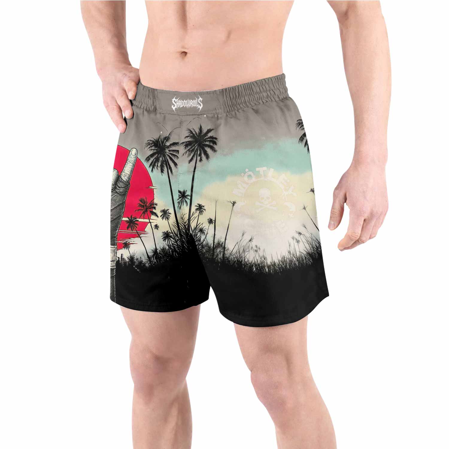 Mötley Crüe Too Fast for Love Grappling Shorts - front view lifestyle