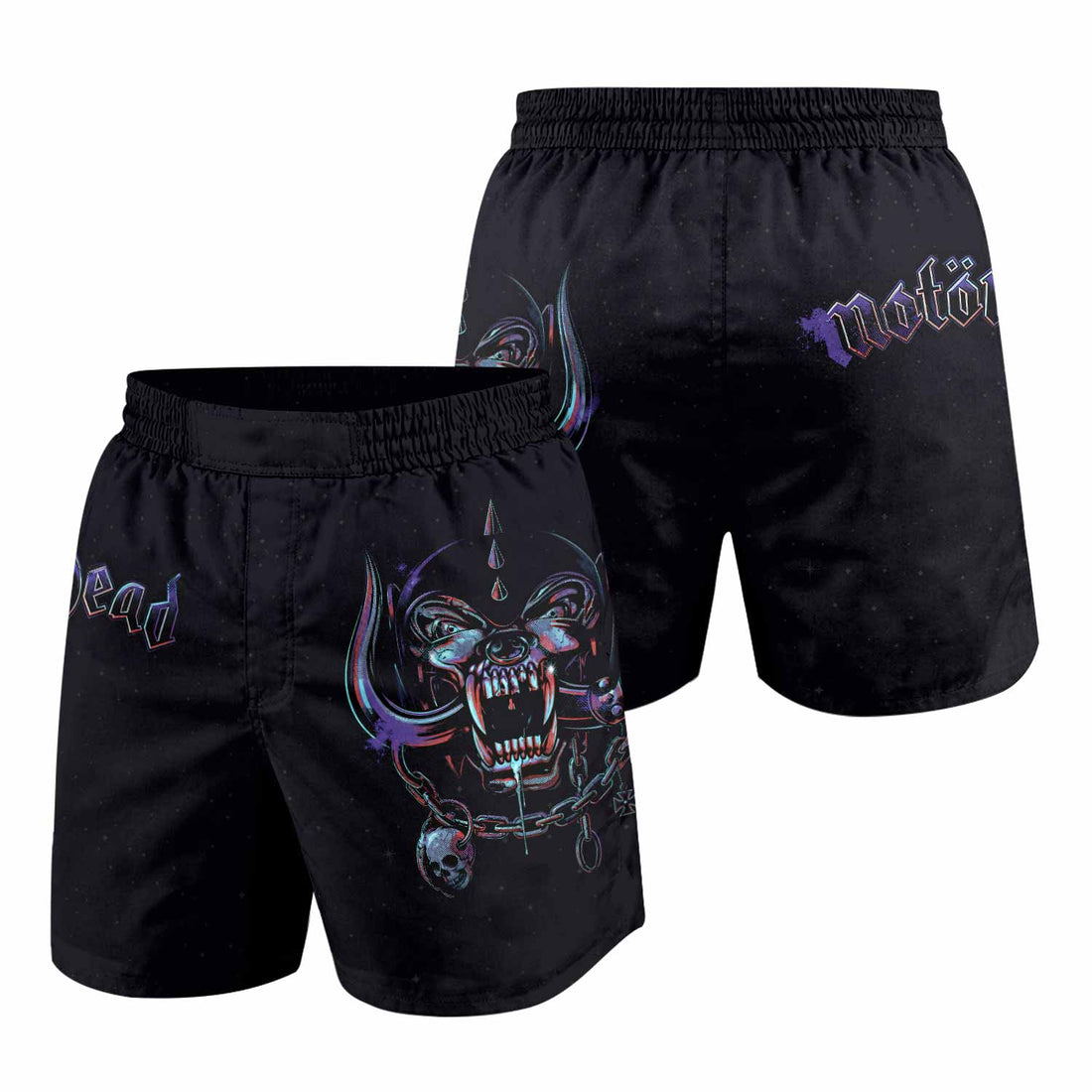 Motörhead England 1978 Grappling Shorts - front and back view