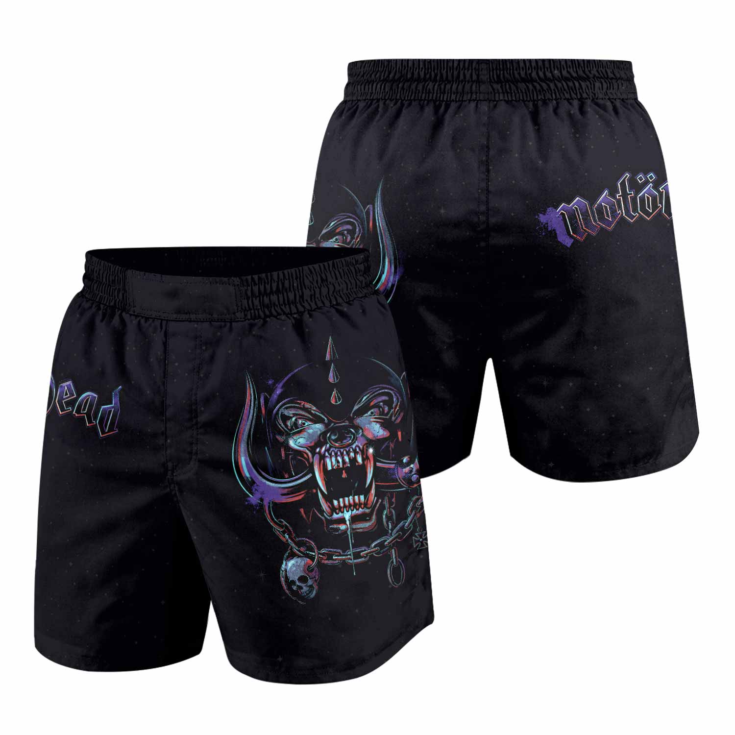 Motörhead England 1978 Grappling Shorts - front and back view