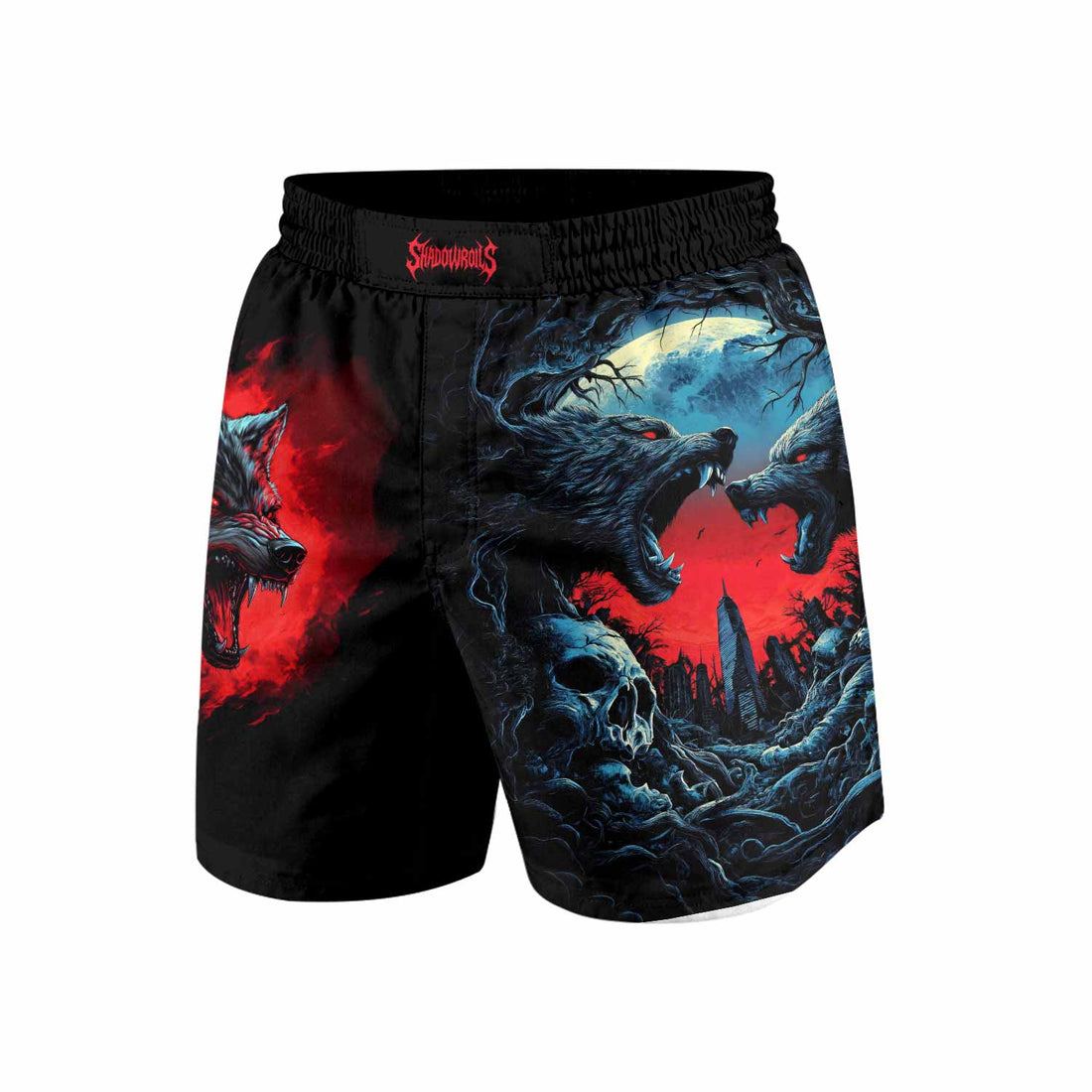 Twin Wolf Apocalypse Grappling Shorts - front and back view