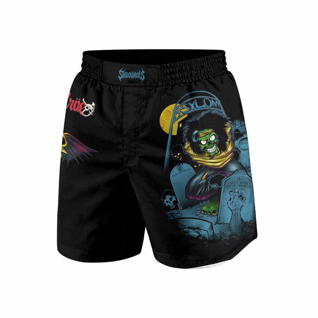 Mötley Crüe Dr. Feelgood Grappling Shorts - front and back view