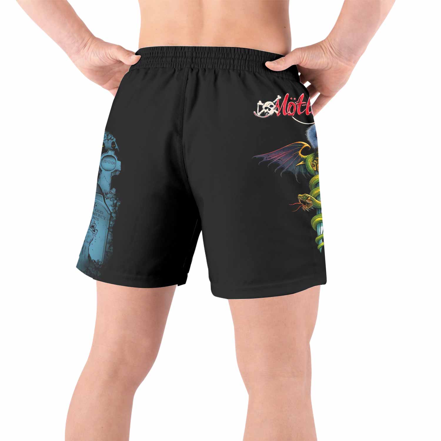 Mötley Crüe Dr. Feelgood Grappling Shorts - back view lifestyle