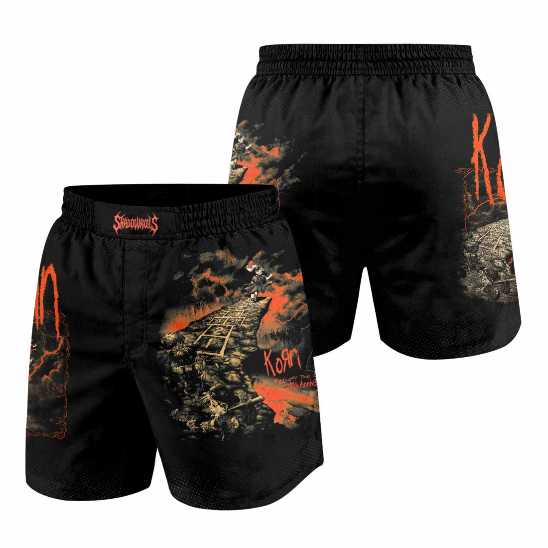 Korn Follow Cliff Grappling Shorts - front and back view