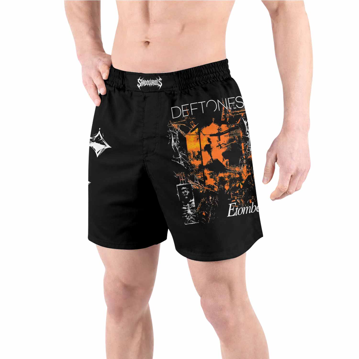Deftones Etombed Grappling Shorts - front view lifestyle