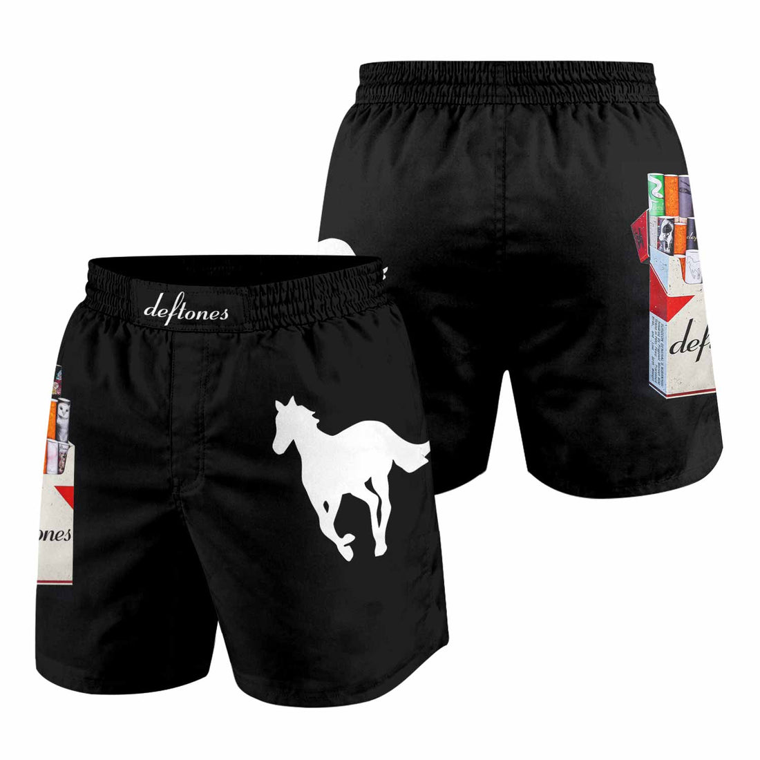 Deftones Cigarette Vintage Grappling Shorts - front and back view