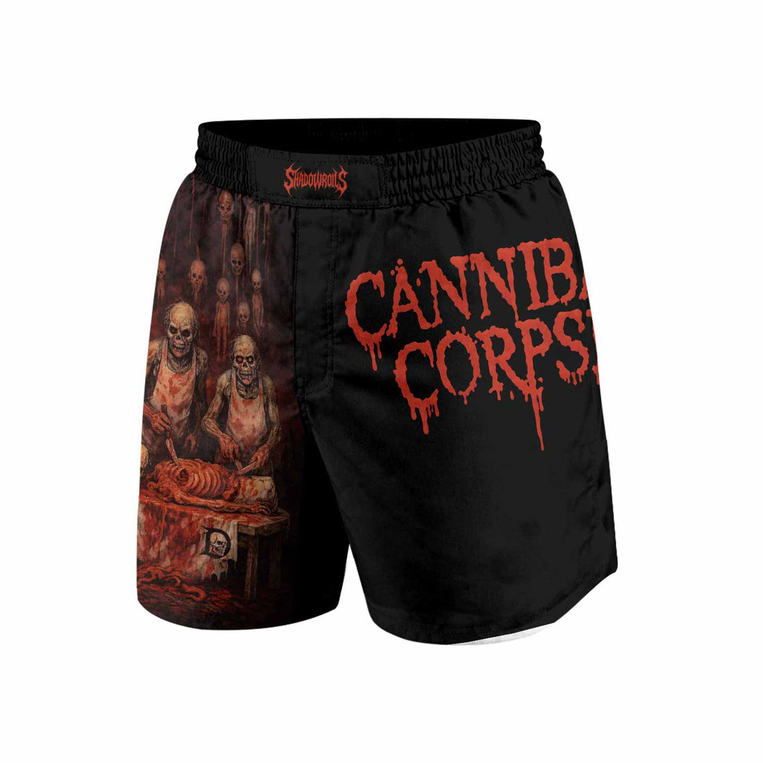 Cannibal Corpse Eaten Back to Life Grappling Shorts - front and back view