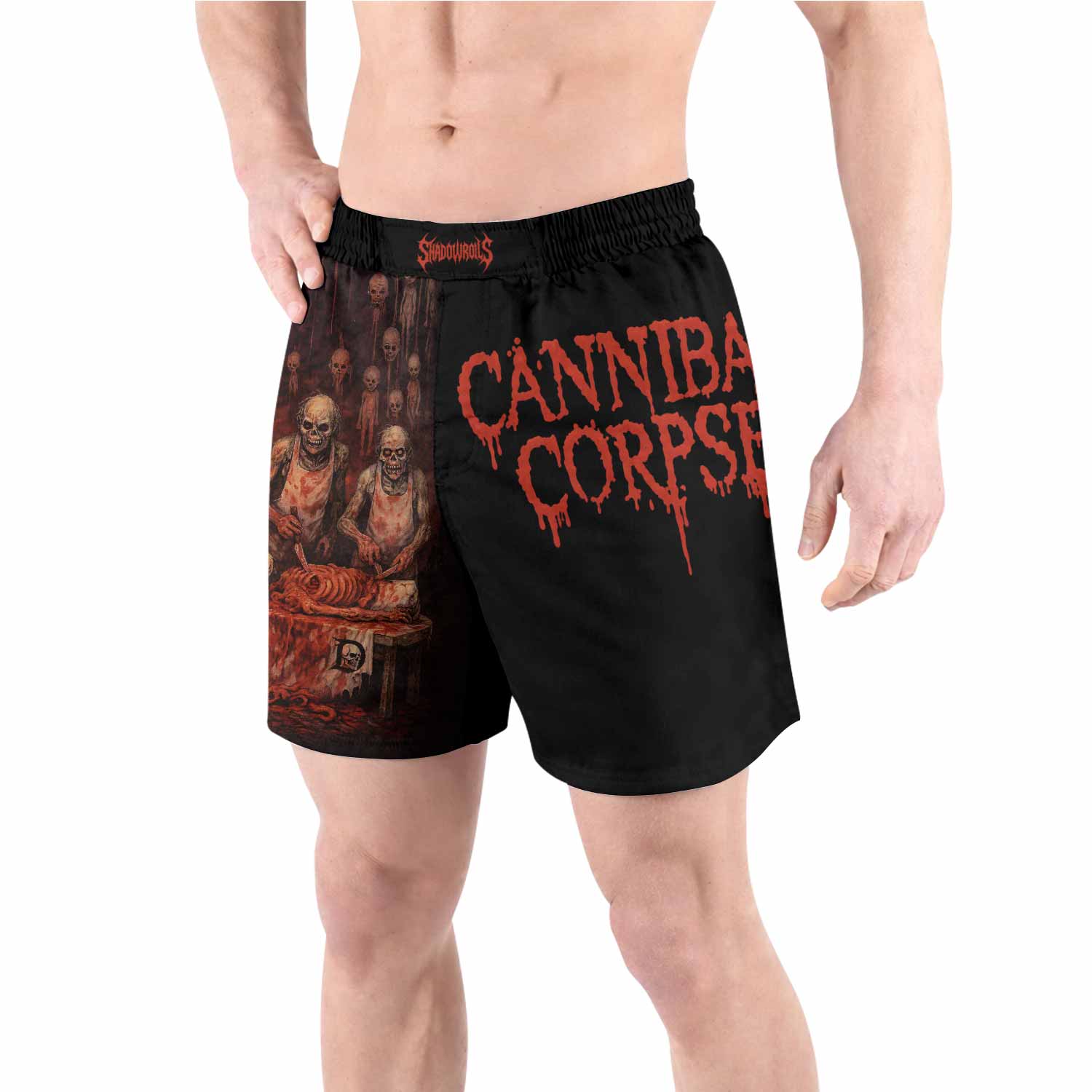 Cannibal Corpse Eaten Back to Life Grappling Shorts - front view lifestyle