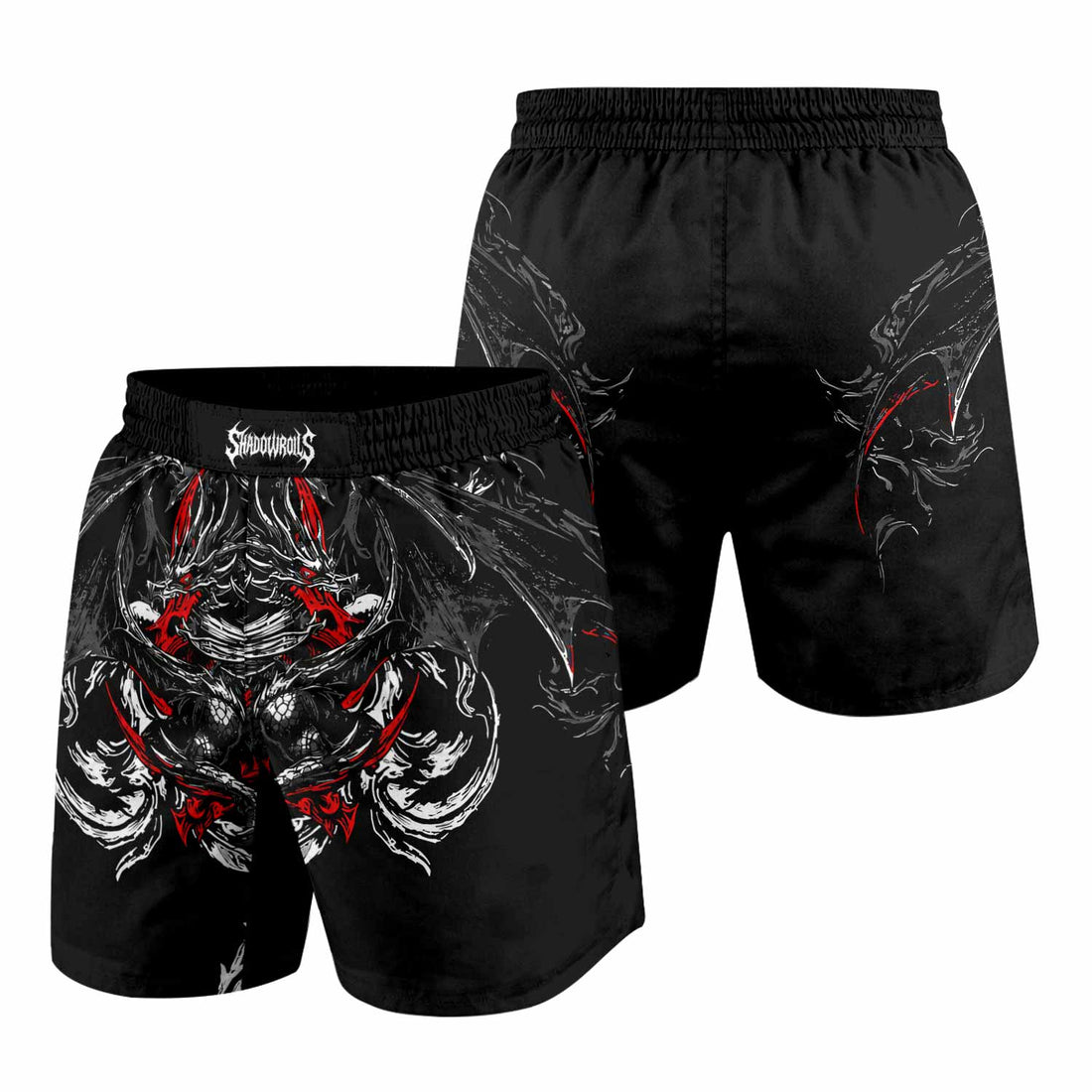 Crimson Seraphim Grappling Shorts - front and back view